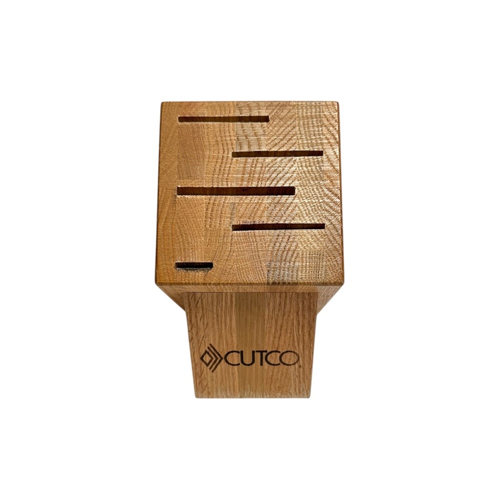 Cutco 5 Slot Oak Wood Knife Block Kitchen Storage Brown Good Made in USA
